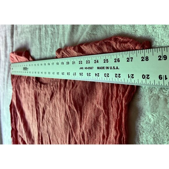 Eileen Fisher Petite Womens Crinkled Red Striped Linen Tunic Top PM Relaxed Fit - Picture 5 of 9